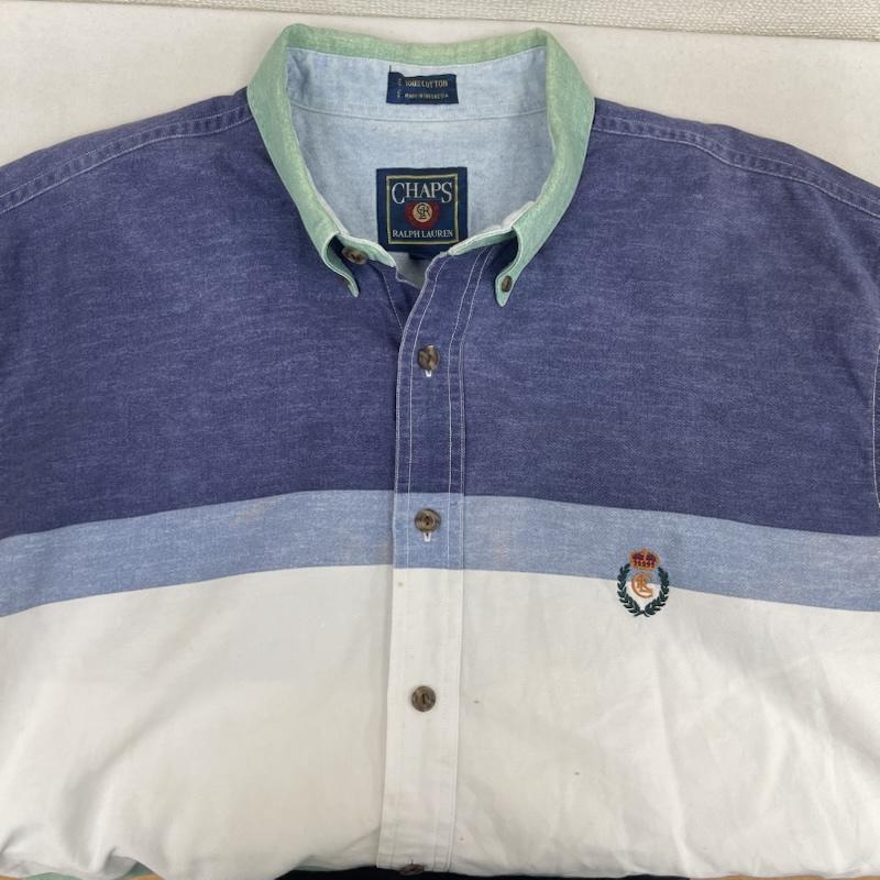 チャップスラルフローレン CHAPSRALPHLAUREN シャツ、ブラウス 半袖 クレストロゴ 刺繍 マルチボーダー ボタン ダウン シャツ L マルチカラー / マルチカラー / multicolor メンズ USED 古着 中古 50163685
