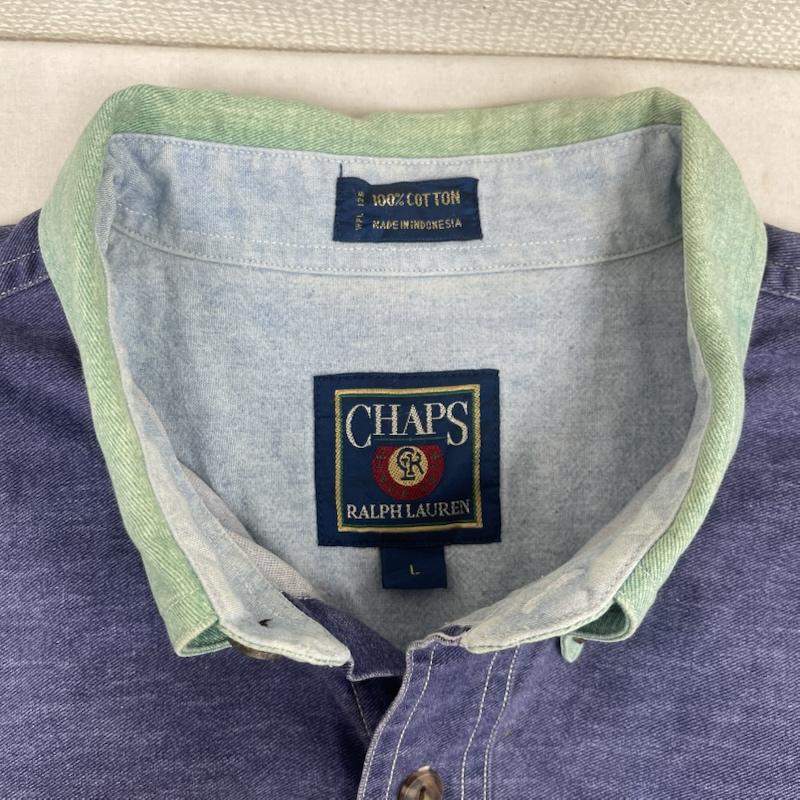 チャップスラルフローレン CHAPSRALPHLAUREN シャツ、ブラウス 半袖 クレストロゴ 刺繍 マルチボーダー ボタン ダウン シャツ L マルチカラー / マルチカラー / multicolor メンズ USED 古着 中古 50163685