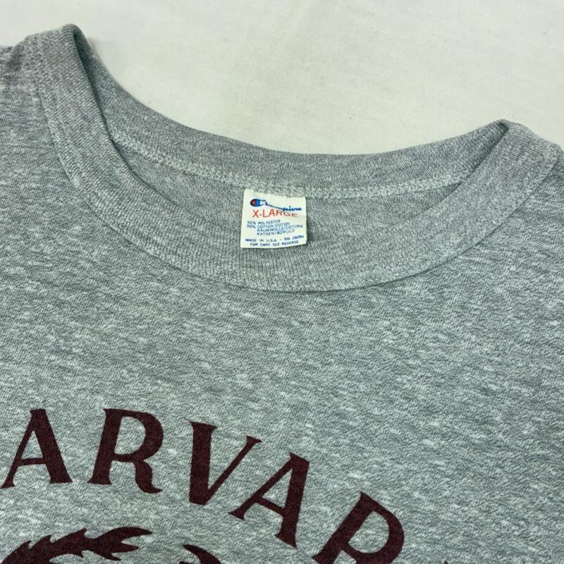 チャンピオン Champion Tシャツ 半袖 80s トリコタグ USA製 HARVARD 染み込み プリント Tシャツ ヴィンテージ XL メンズ USED 古着 中古 50163690