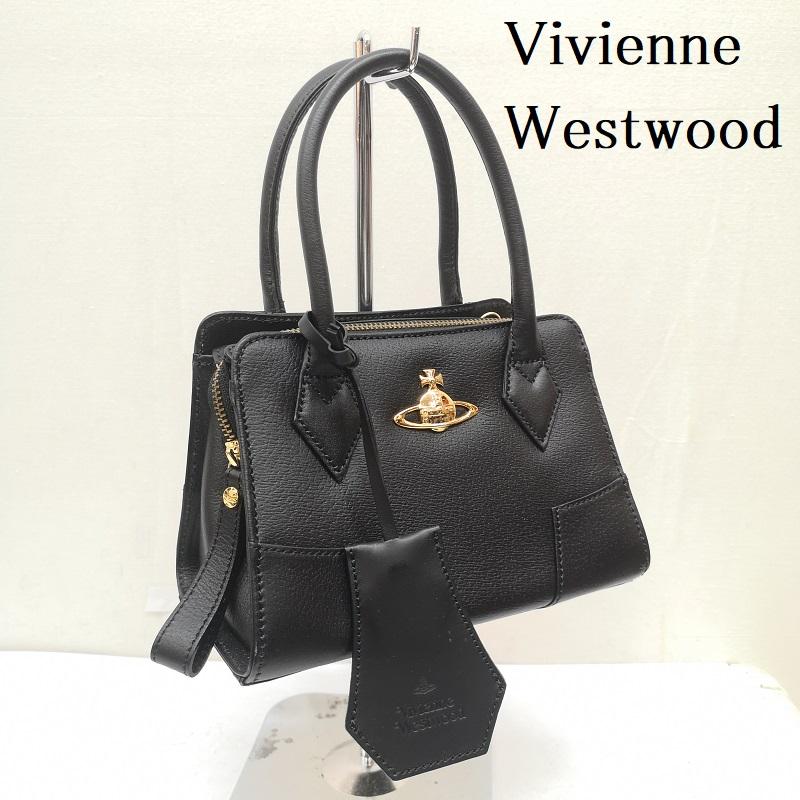 ヴィヴィアンウエストウッド Vivienne Westwood ハンドバッグ ハンドバッグ executive ブラック レザー ゴールド オーブ 2way ハンドバック 黒 / ブラック / black レディース USED 古着 中古 50163691
