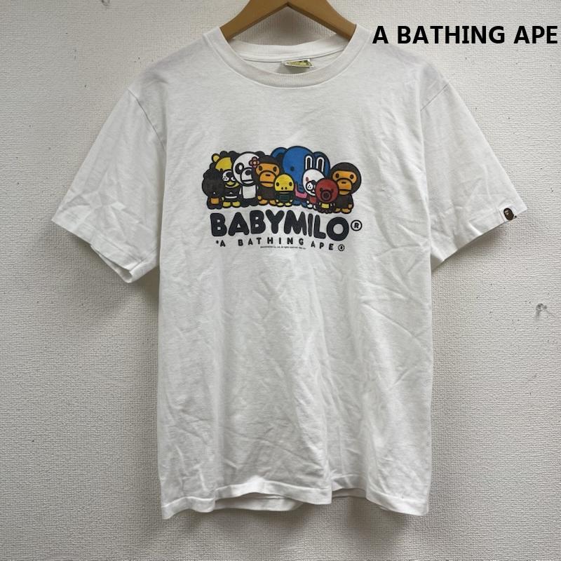 アベイシングエイプ A BATHING APE Tシャツ 半袖 日本製 BABYMILO グラフィック プリント Tシャツ カットソー M 白 / ホワイト / white メンズ USED 古着 中古 50163699