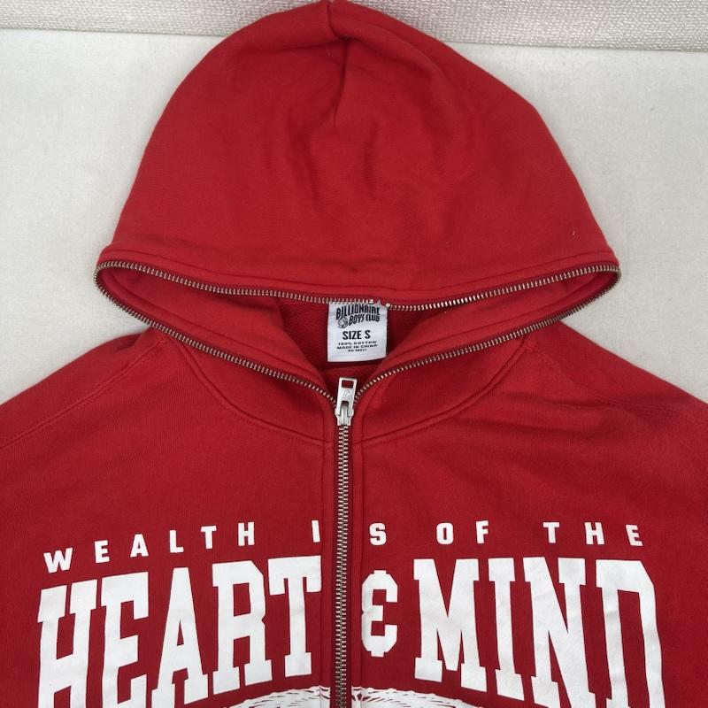 ビリオネア・ボーイズ・クラブ BILLIONAIRE BOYS CLUB パーカー 長袖 HMU Zip Front Hoodie グラフィック プリント ジップ パーカー S 赤 / レッド / red メンズ USED 古着 中古 50163716