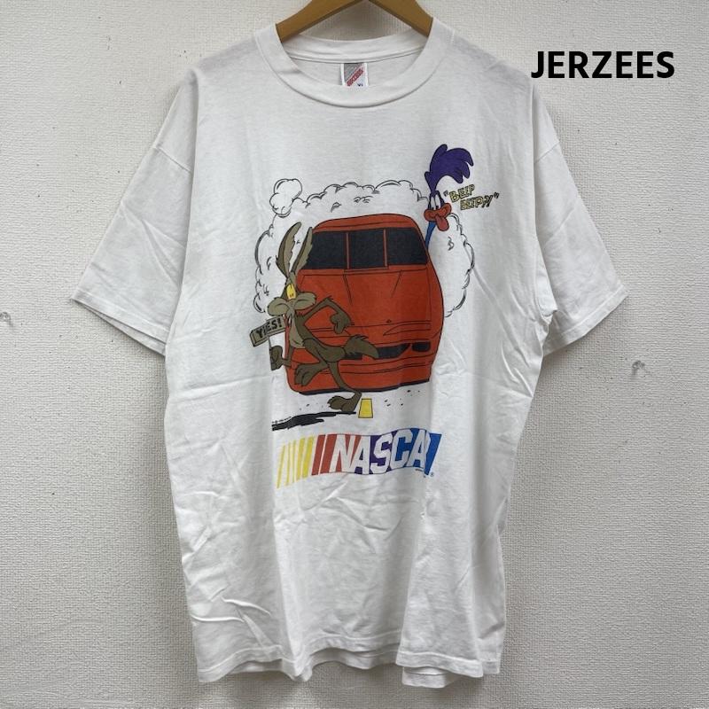 ジャージーズ JERZEES Tシャツ 長袖 90s USA製 Looney Tunes NASCAR ヴィンテージ グラフィック Tシャツ XL 白 / ホワイト / white メンズ USED 古着 中古 50163717
