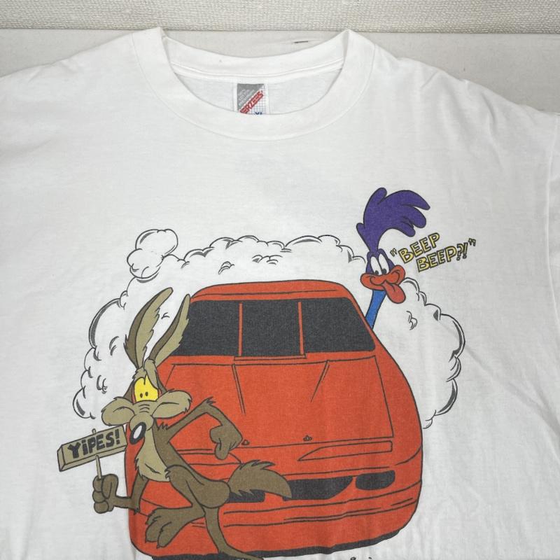 ジャージーズ JERZEES Tシャツ 長袖 90s USA製 Looney Tunes NASCAR ヴィンテージ グラフィック Tシャツ XL 白 / ホワイト / white メンズ USED 古着 中古 50163717