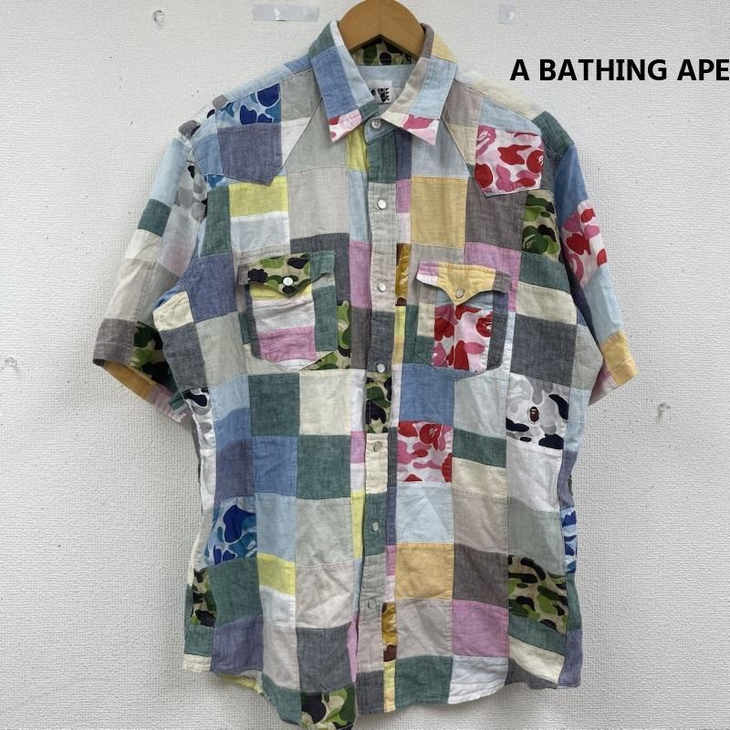 アベイシングエイプ A BATHING APE シャツ、ブラウス 半袖 日本製 BAPE CAMO 迷彩柄 パッチワーク マルチカラー ワーク シャツ M マルチカラー / マルチカラー / multicolor メンズ USED 古着 中古 50163723