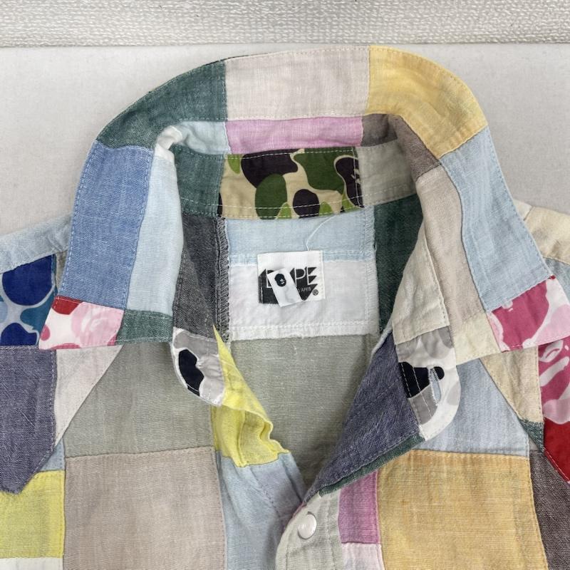 アベイシングエイプ A BATHING APE シャツ、ブラウス 半袖 日本製 BAPE CAMO 迷彩柄 パッチワーク マルチカラー ワーク シャツ M マルチカラー / マルチカラー / multicolor メンズ USED 古着 中古 50163723