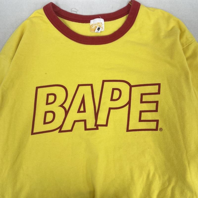 アベイシングエイプ A BATHING APE Tシャツ 長袖 日本製 ヴィンテージ ロゴ 長袖 リンガー Tシャツ ロンT M 黄 / イエロー / yellow メンズ USED 古着 中古 50163725