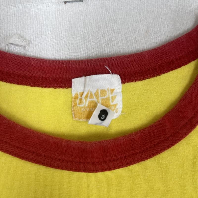 アベイシングエイプ A BATHING APE Tシャツ 長袖 日本製 ヴィンテージ ロゴ 長袖 リンガー Tシャツ ロンT M 黄 / イエロー / yellow メンズ USED 古着 中古 50163725