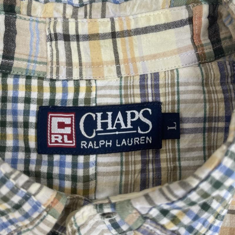 チャップスラルフローレン CHAPSRALPHLAUREN シャツ、ブラウス 半袖 マドラスチェック柄 パッチワーク 半袖 ボタンダウン シャツ M マルチカラー / マルチカラー / multicolor メンズ USED 古着 中古 50163730