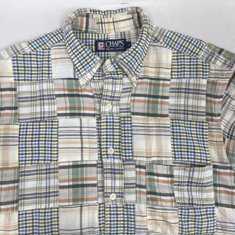 チャップスラルフローレン CHAPSRALPHLAUREN シャツ、ブラウス 半袖 マドラスチェック柄 パッチワーク 半袖 ボタンダウン シャツ M マルチカラー / マルチカラー / multicolor メンズ USED 古着 中古 50163730
