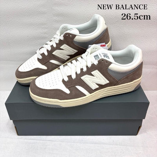 ニューバランス New Balance スニーカー スニーカー ローカット スニーカー ロゴ レースアップ スウェード レザー U480P4QI 26.5cm ロゴ、文字 茶 / ブラウン / brown X 白 / ホワイト / white メンズ USED 古着 中古 50163737