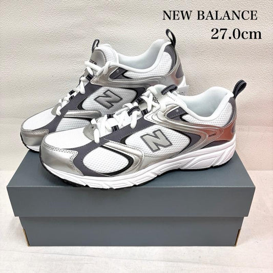 ニューバランス New Balance スニーカー スニーカー U4086LR ローカット スポーツ ランニング シューズ ローカット スニーカー ロゴ メッシュ メタリック 27.0cm ロゴ、文字 白 / ホワイト / white X 灰 / グレー / gray X 銀 / シルバー / silver color メンズ USED 古着 中古 50163738