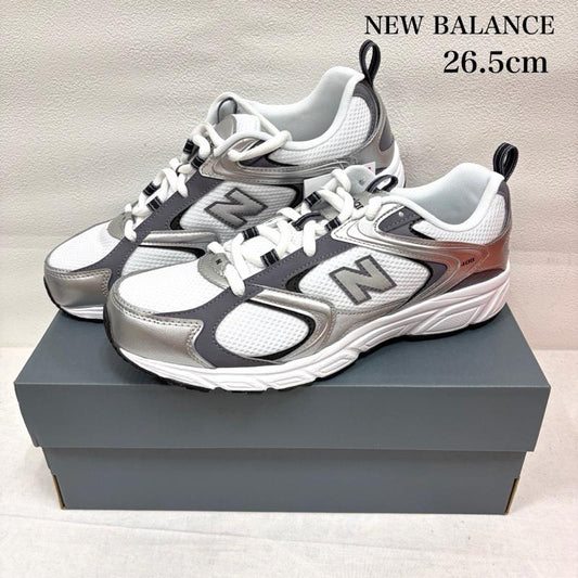 ニューバランス New Balance スニーカー スニーカー U4086LR ローカット スポーツ ランニング シューズ ローカット スニーカー ロゴ メッシュ メタリック 26.5cm ロゴ、文字 白 / ホワイト / white X 灰 / グレー / gray X 銀 / シルバー / silver color メンズ USED 古着 中古 50163739