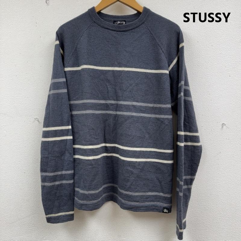 ステューシー STUSSY ニット、セーター 長袖 クルーネック 長袖 ボーダー ニット L 紺 / ネイビー / navy メンズ USED 古着 中古 50163746