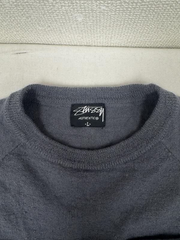 ステューシー STUSSY ニット、セーター 長袖 クルーネック 長袖 ボーダー ニット L 紺 / ネイビー / navy メンズ USED 古着 中古 50163746