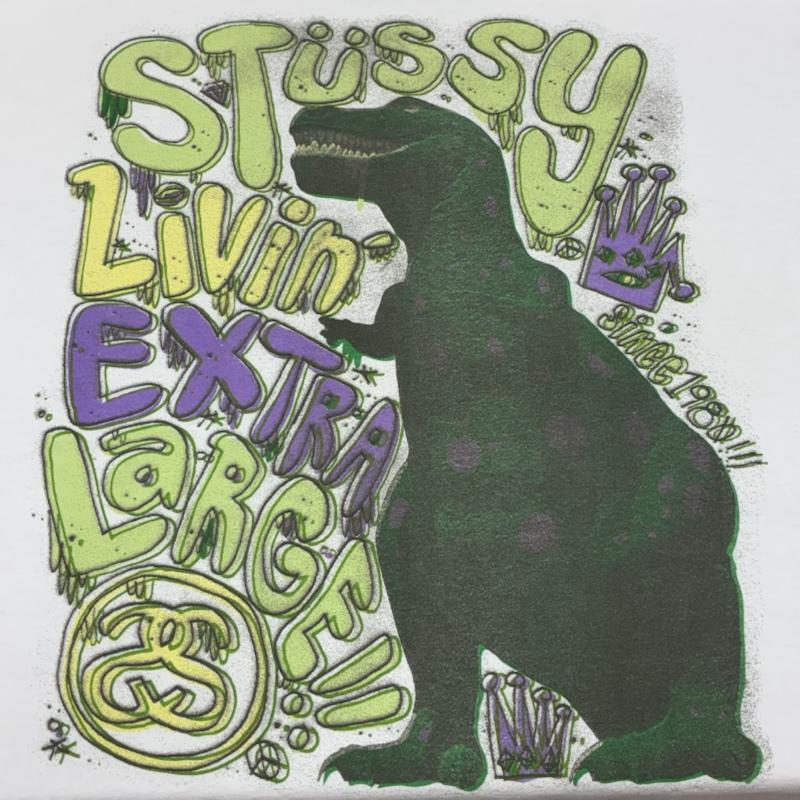 ステューシー STUSSY Tシャツ 半袖 00s オールド 恐竜 ダイナソー グラフィック プリント Tシャツ 希少サイズ XXL メンズ USED 古着 中古 50163749