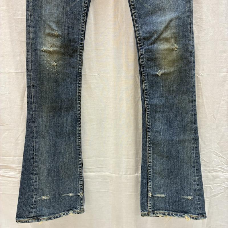 ヒステリックグラマー HYSTERIC GLAMOUR パンツ デニム、ジーンズ Hysterics レッドツェッペリン 00s スタッズ ペイント クラッシュ フレア ブーツカット デニムパンツ Y2K S レディース USED 古着 中古 50163752