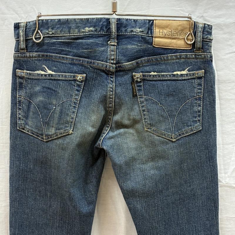 ヒステリックグラマー HYSTERIC GLAMOUR パンツ デニム、ジーンズ Hysterics レッドツェッペリン 00s スタッズ ペイント クラッシュ フレア ブーツカット デニムパンツ Y2K S レディース USED 古着 中古 50163752