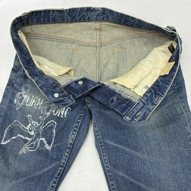 ヒステリックグラマー HYSTERIC GLAMOUR パンツ デニム、ジーンズ Hysterics レッドツェッペリン 00s スタッズ ペイント クラッシュ フレア ブーツカット デニムパンツ Y2K S レディース USED 古着 中古 50163752