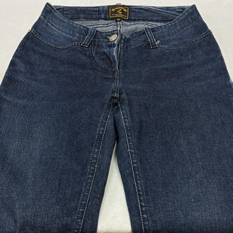 ヴィヴィアンウエストウッド Vivienne Westwood パンツ デニム、ジーンズ ANGLOMANIA オリゾンティ期 エンボスロゴ ストレッチ フレア ブーツカット デニムパンツ Y2K アーカイブ 26インチ レディース USED 古着 中古 50163753
