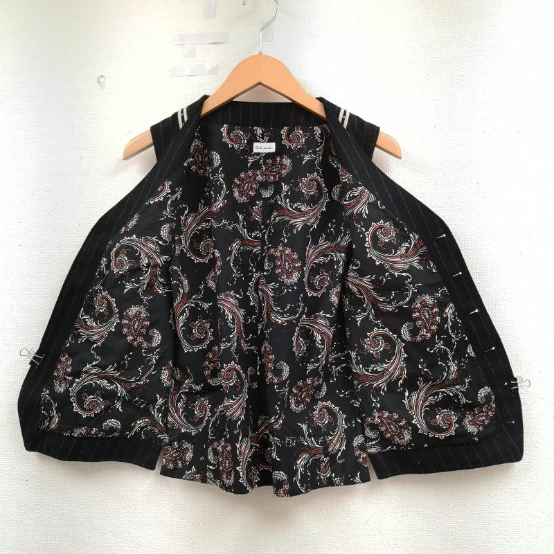 ポールスミス Paul Smith ベスト ベスト ピンストライプ フローラル ペイズリー 刺繡 ベロア ベスト 黒 / ブラック / black メンズ USED 古着 中古 50163769