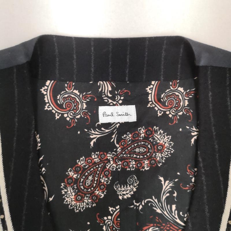 ポールスミス Paul Smith ベスト ベスト ピンストライプ フローラル ペイズリー 刺繡 ベロア ベスト 黒 / ブラック / black メンズ USED 古着 中古 50163769