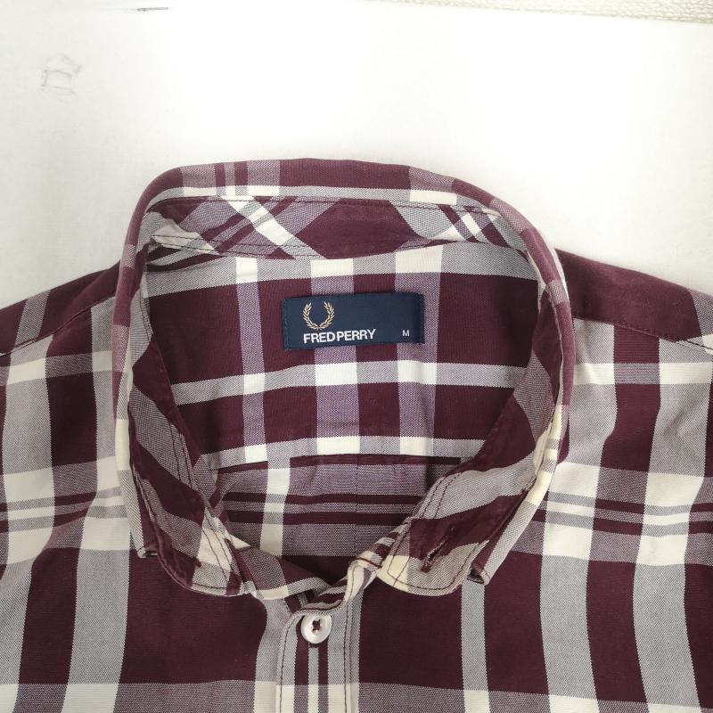 フレッドペリー FRED PERRY シャツ、ブラウス 長袖 ボタンダウン 長袖 チェック シャツ M えんじ / ワインレッド / dark red メンズ USED 古着 中古 50163772