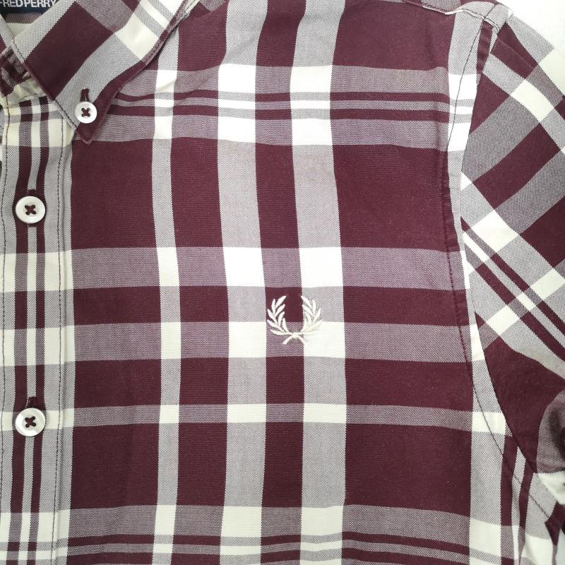 フレッドペリー FRED PERRY シャツ、ブラウス 長袖 ボタンダウン 長袖 チェック シャツ M えんじ / ワインレッド / dark red メンズ USED 古着 中古 50163772