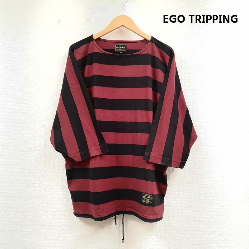 エゴトリッピング EGO TRIPPING Tシャツ 半袖 PROPA9ANDA ボーダー柄 オーバーサイズ Tシャツ 46 赤 / レッド / red メンズ USED 古着 中古 50163781