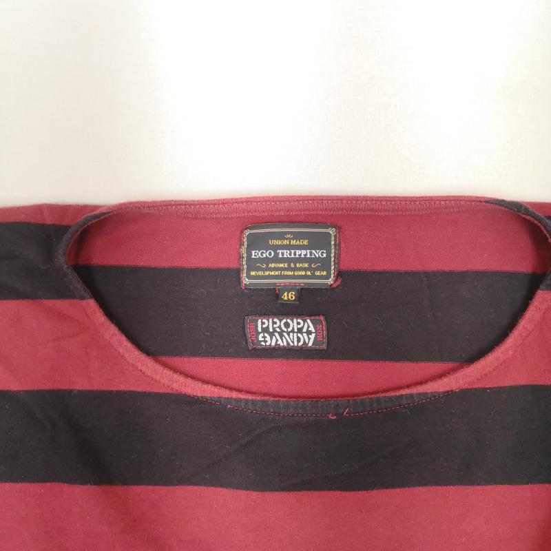 エゴトリッピング EGO TRIPPING Tシャツ 半袖 PROPA9ANDA ボーダー柄 オーバーサイズ Tシャツ 46 赤 / レッド / red メンズ USED 古着 中古 50163781