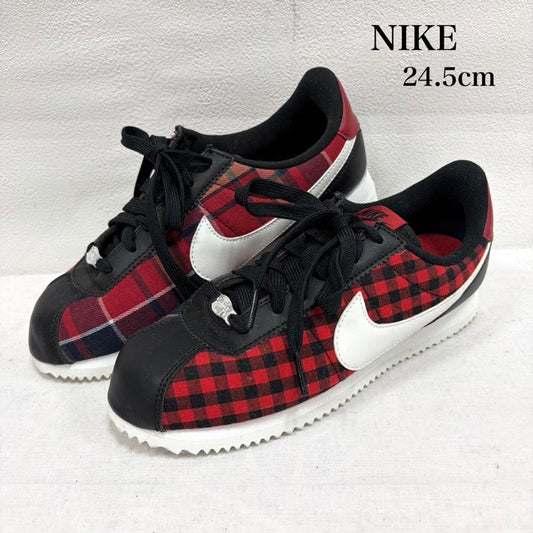 ナイキ NIKE スニーカー スニーカー AA3498-003 CORTEZ BASIC TXT SE GS Plaid コルテッツ ベーシック テキスタイル チェック ローカット スニーカー 24.5cm チェック X ロゴ、文字 桃 / ピンク / pink X 黒 / ブラック / black レディース USED 古着 中古 50163799