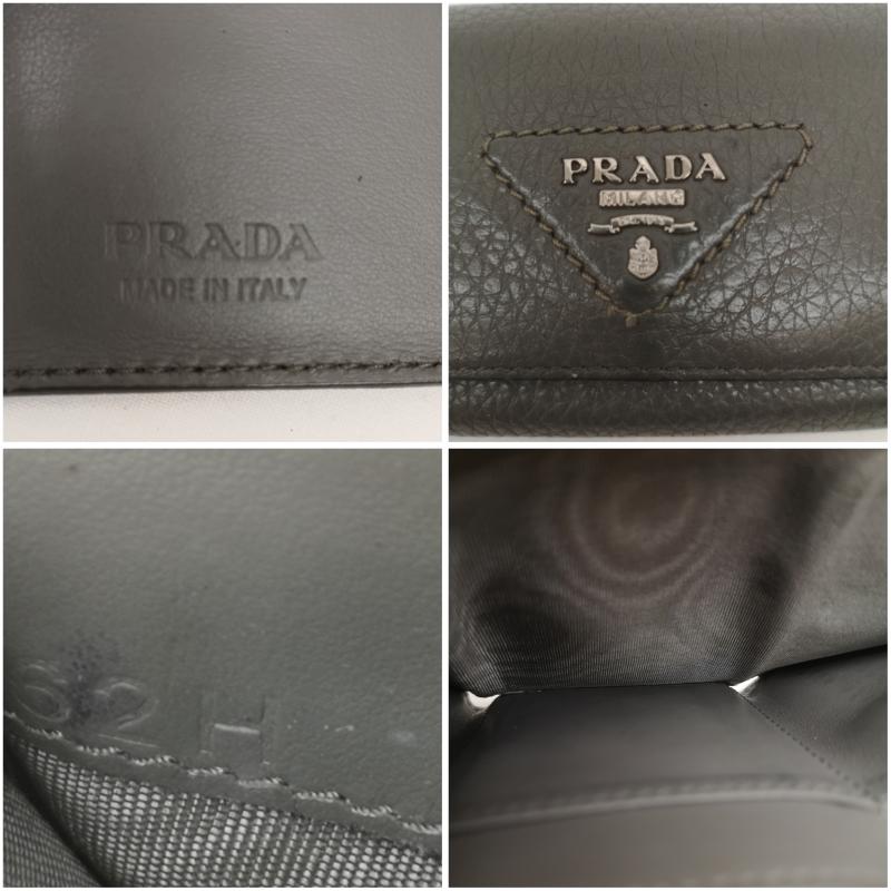 プラダ PRADA 財布 コンパクト財布 三折財布 ヴィッテロダイノ レザー ミニ財布 - 灰 / グレー / gray レディース USED 古着 中古 50163815