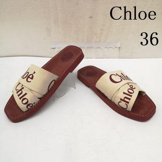 クロエ Chloe サンダル サンダル 36 Woody フラット ミュール ロゴ リボン スクエアトゥ 23.0cm 赤 / レッド / red レディース USED 古着 中古 50163817