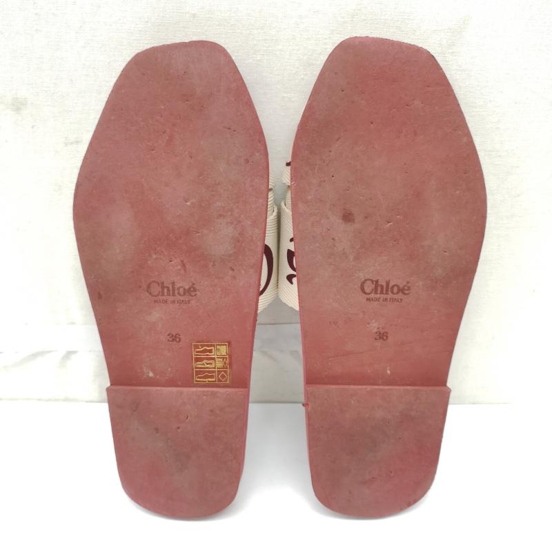 クロエ Chloe サンダル サンダル 36 Woody フラット ミュール ロゴ リボン スクエアトゥ 23.0cm 赤 / レッド / red レディース USED 古着 中古 50163817