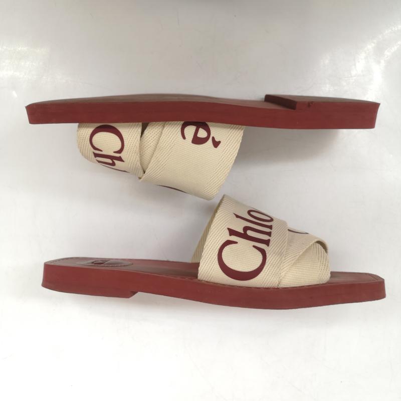 クロエ Chloe サンダル サンダル 36 Woody フラット ミュール ロゴ リボン スクエアトゥ 23.0cm 赤 / レッド / red レディース USED 古着 中古 50163817