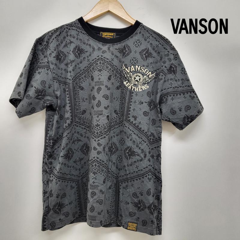 ヴァンソン VANSON Tシャツ 半袖 ペイズリー柄 スカル バイカー アメカジ L 灰 / グレー / gray メンズ USED 古着 中古 50163820