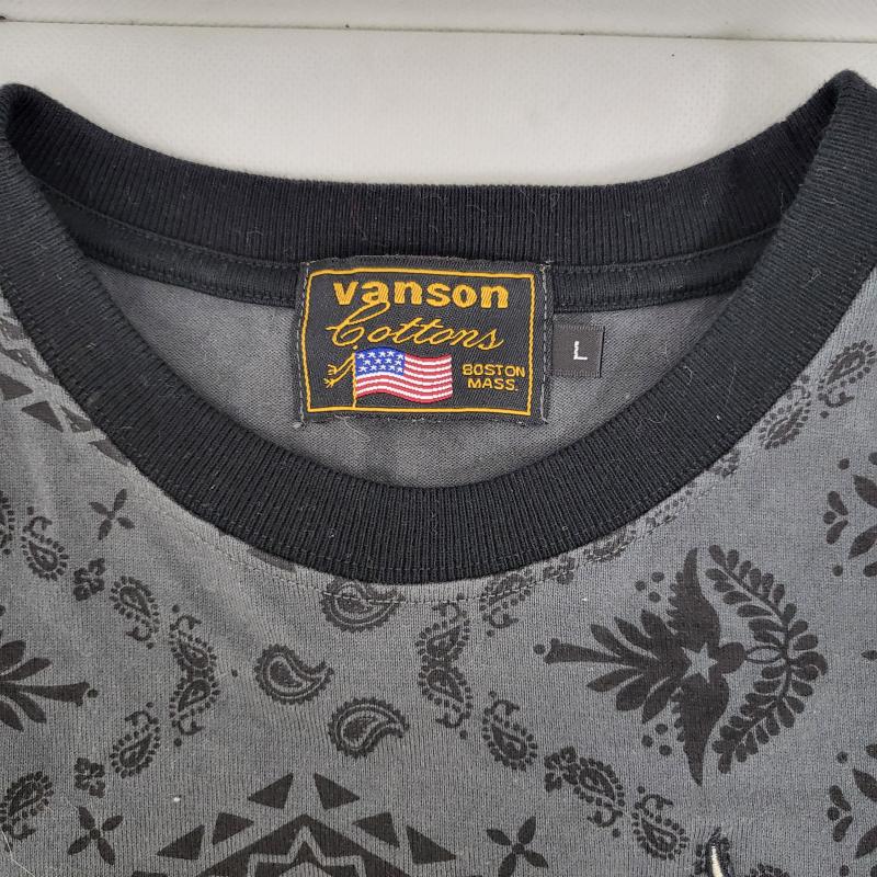 ヴァンソン VANSON Tシャツ 半袖 ペイズリー柄 スカル バイカー アメカジ L 灰 / グレー / gray メンズ USED 古着 中古 50163820