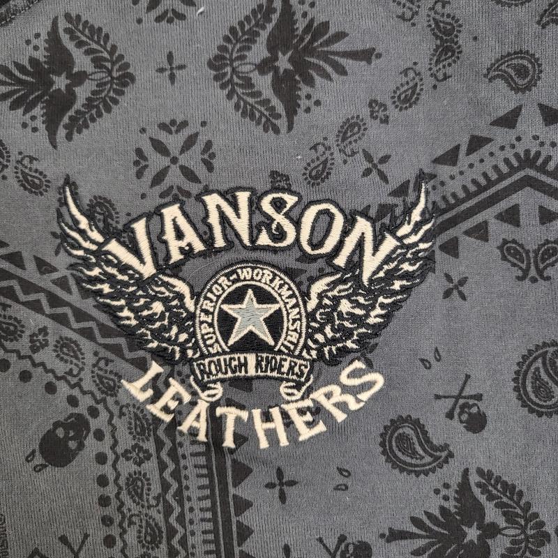 ヴァンソン VANSON Tシャツ 半袖 ペイズリー柄 スカル バイカー アメカジ L 灰 / グレー / gray メンズ USED 古着 中古 50163820