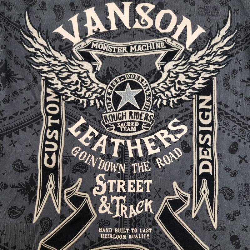 ヴァンソン VANSON Tシャツ 半袖 ペイズリー柄 スカル バイカー アメカジ L 灰 / グレー / gray メンズ USED 古着 中古 50163820