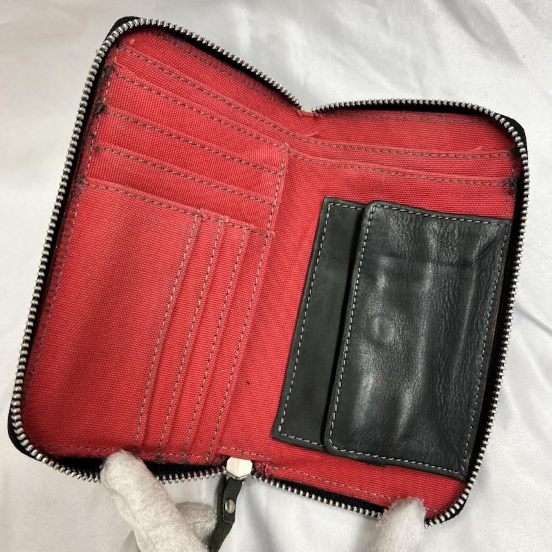 ディーゼル DIESEL 財布 長財布 ウエスタン スタッズ レザーウォレット y2k 00s - 黒 / ブラック / black X 灰 / グレー / gray メンズ USED 古着 中古 50163821