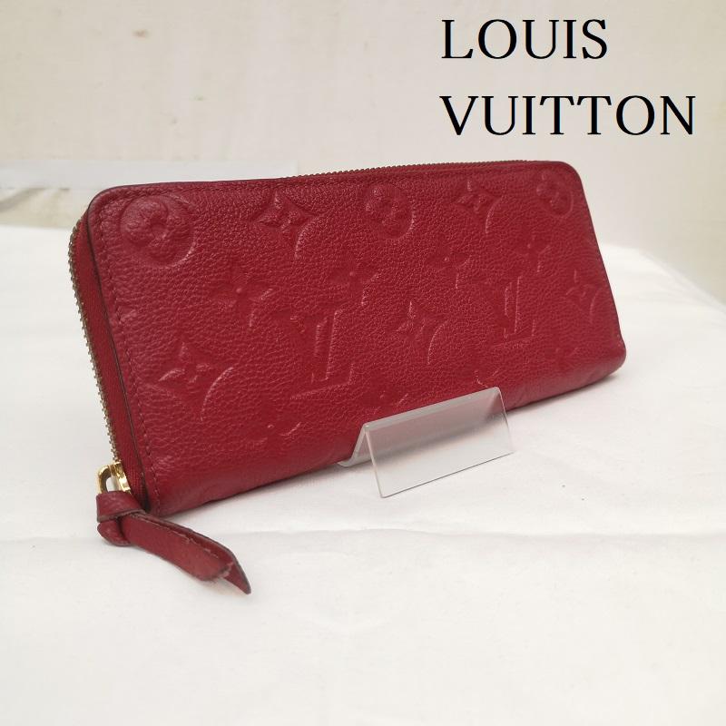 ルイヴィトン LOUIS VUITTON 財布 長財布 ポルトフォイユ クレマンス M63698 長財布 モノグラム アンプラント - 赤 / レッド / red レディース USED 古着 中古 50163823