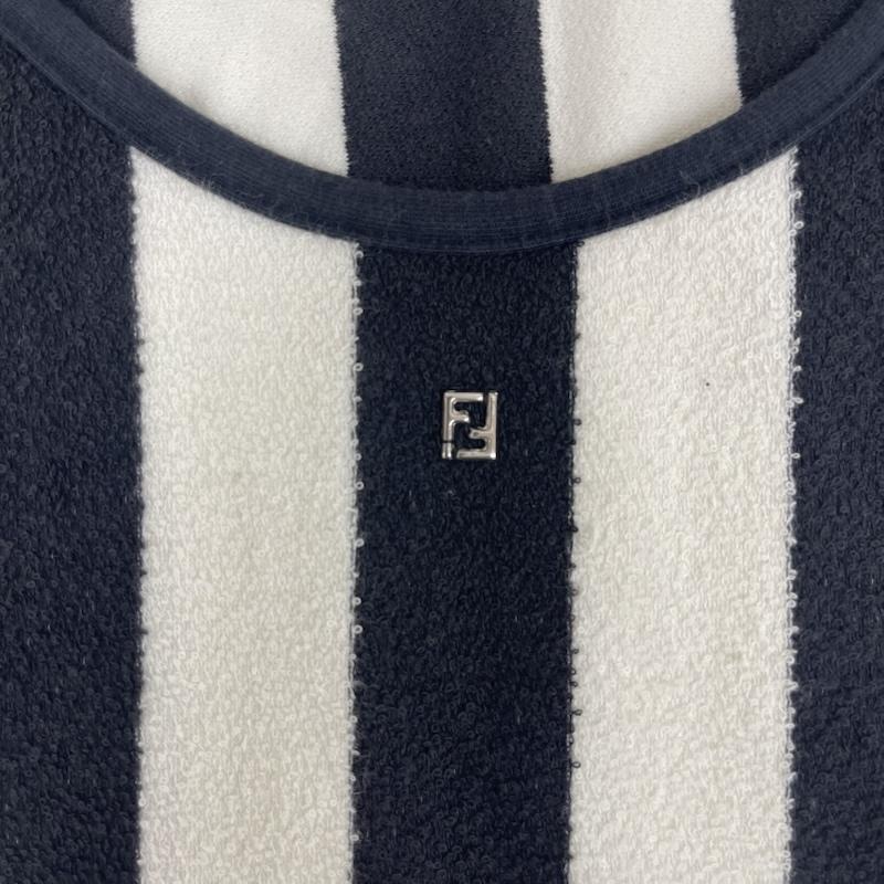 フェンディ FENDI Tシャツ 半袖 イタリア製 パイル生地 ペカン柄 ストライプ 半袖 Tシャツ カットソー 黒 / ブラック / black レディース USED 古着 中古 50163826