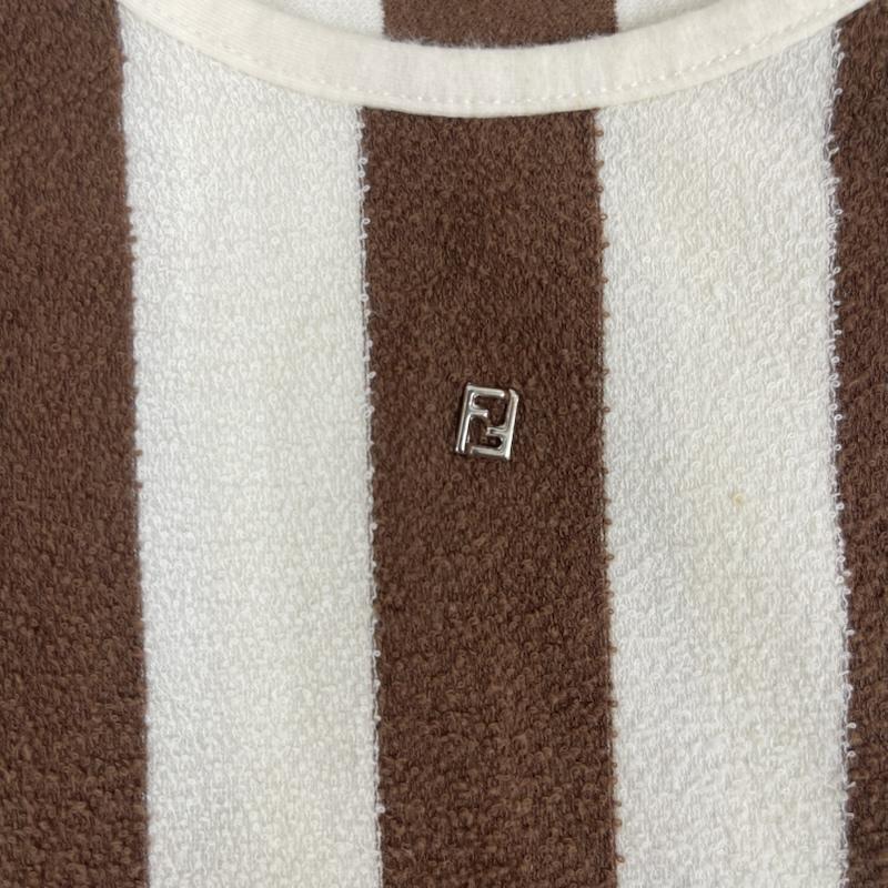 フェンディ FENDI Tシャツ 半袖 イタリア製 パイル生地 ペカン柄 ストライプ 半袖 Tシャツ カットソー M 茶 / ブラウン / brown レディース USED 古着 中古 50163827