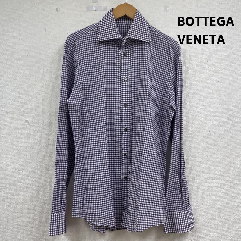 ボッテガヴェネタ BOTTEGA VENETA シャツ、ブラウス 長袖 イタリア製 マイクロチェック ギンガム チェック柄 長袖 ドレス シャツ 紫 / パープル / purple メンズ USED 古着 中古 50163840