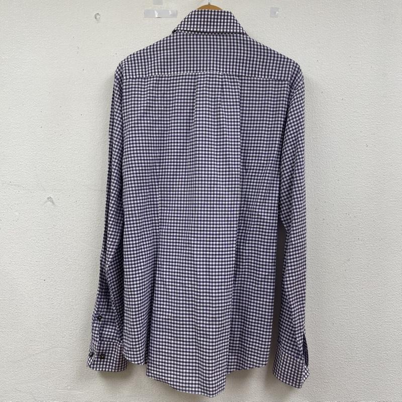 ボッテガヴェネタ BOTTEGA VENETA シャツ、ブラウス 長袖 イタリア製 マイクロチェック ギンガム チェック柄 長袖 ドレス シャツ 紫 / パープル / purple メンズ USED 古着 中古 50163840