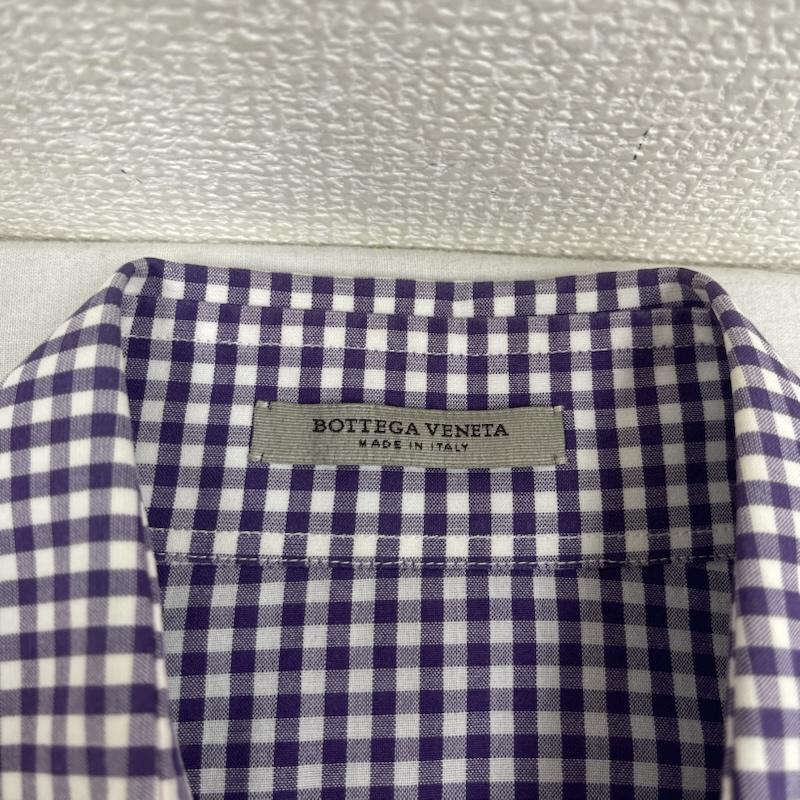 ボッテガヴェネタ BOTTEGA VENETA シャツ、ブラウス 長袖 イタリア製 マイクロチェック ギンガム チェック柄 長袖 ドレス シャツ 紫 / パープル / purple メンズ USED 古着 中古 50163840
