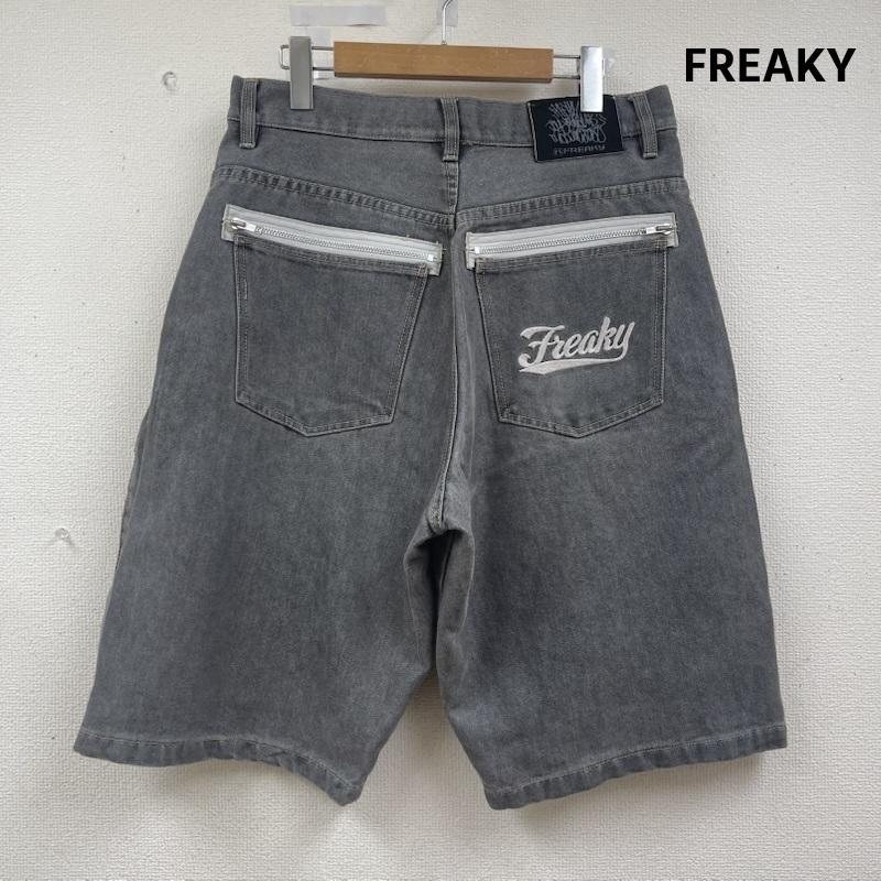 フリーキー FREAKY パンツ ショートパンツ Y2k 刺繍 ヴィンテージ バギー デニム ハーフパンツ ショーツ 34インチ 灰 / グレー / gray メンズ USED 古着 中古 50163848