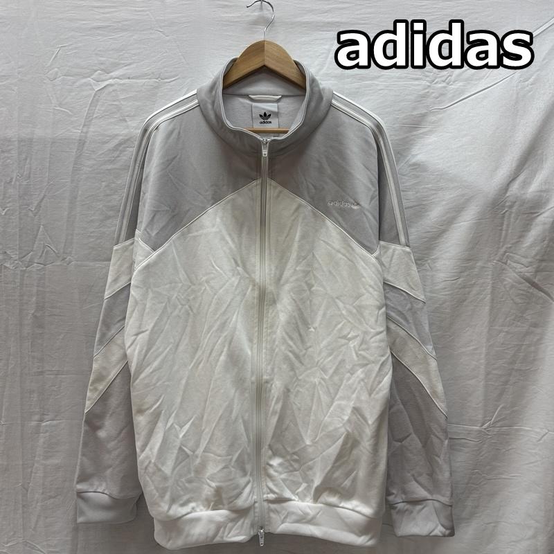 アディダス adidas ジャケット、上着 ジャンパー、ブルゾン ナイロン ジャージ トラック ジャケット ラグランスリーブ - 白 / ホワイト / white X 灰 / グレー / gray メンズ USED 古着 中古 50163852
