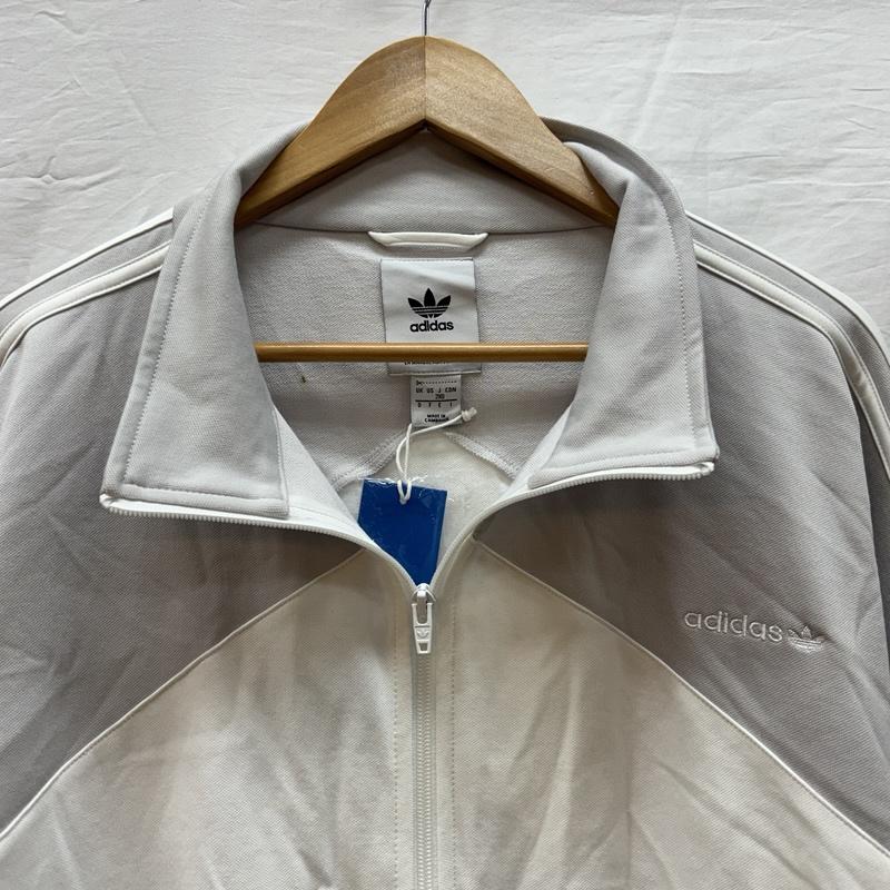 アディダス adidas ジャケット、上着 ジャンパー、ブルゾン ナイロン ジャージ トラック ジャケット ラグランスリーブ - 白 / ホワイト / white X 灰 / グレー / gray メンズ USED 古着 中古 50163852