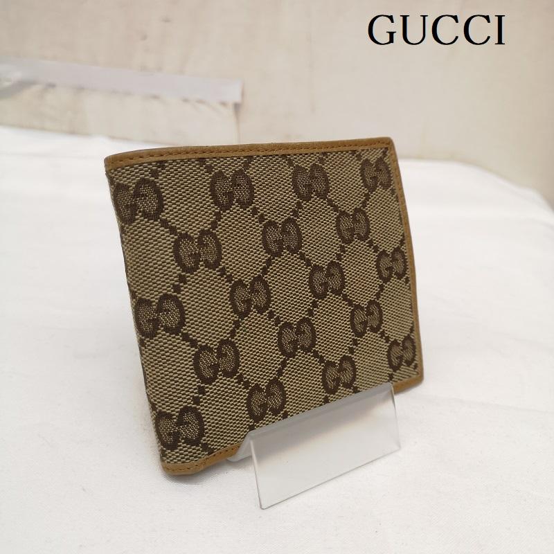 グッチ GUCCI 財布 二つ折り GG キャンバス カーフ レザー 二つ折り 財布 034 4276 0994 - ベージュ / ベージュ / beige レディース USED 古着 中古 50163854